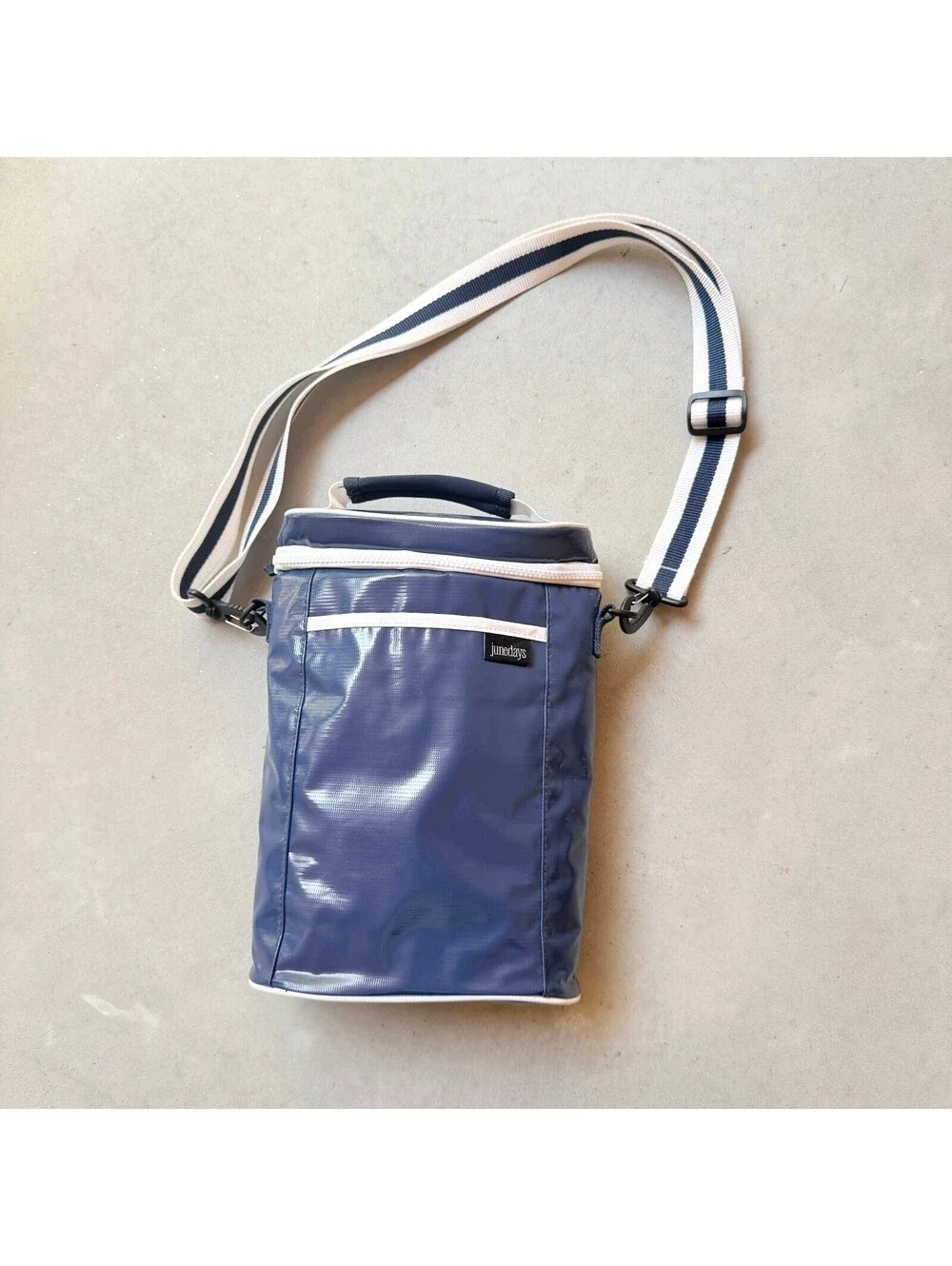 Insulated 2 Bottle Wine Cooler Carrier Bag in Navy Blue by Junedays Picnic Beach